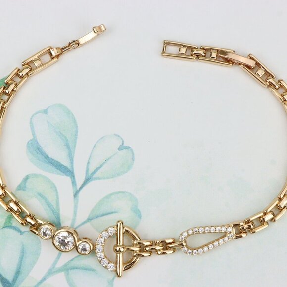 "Sparkling Designer Toggle Clasp Rose Gold Bracelet, XPBL0931 - Picture 2 of 12